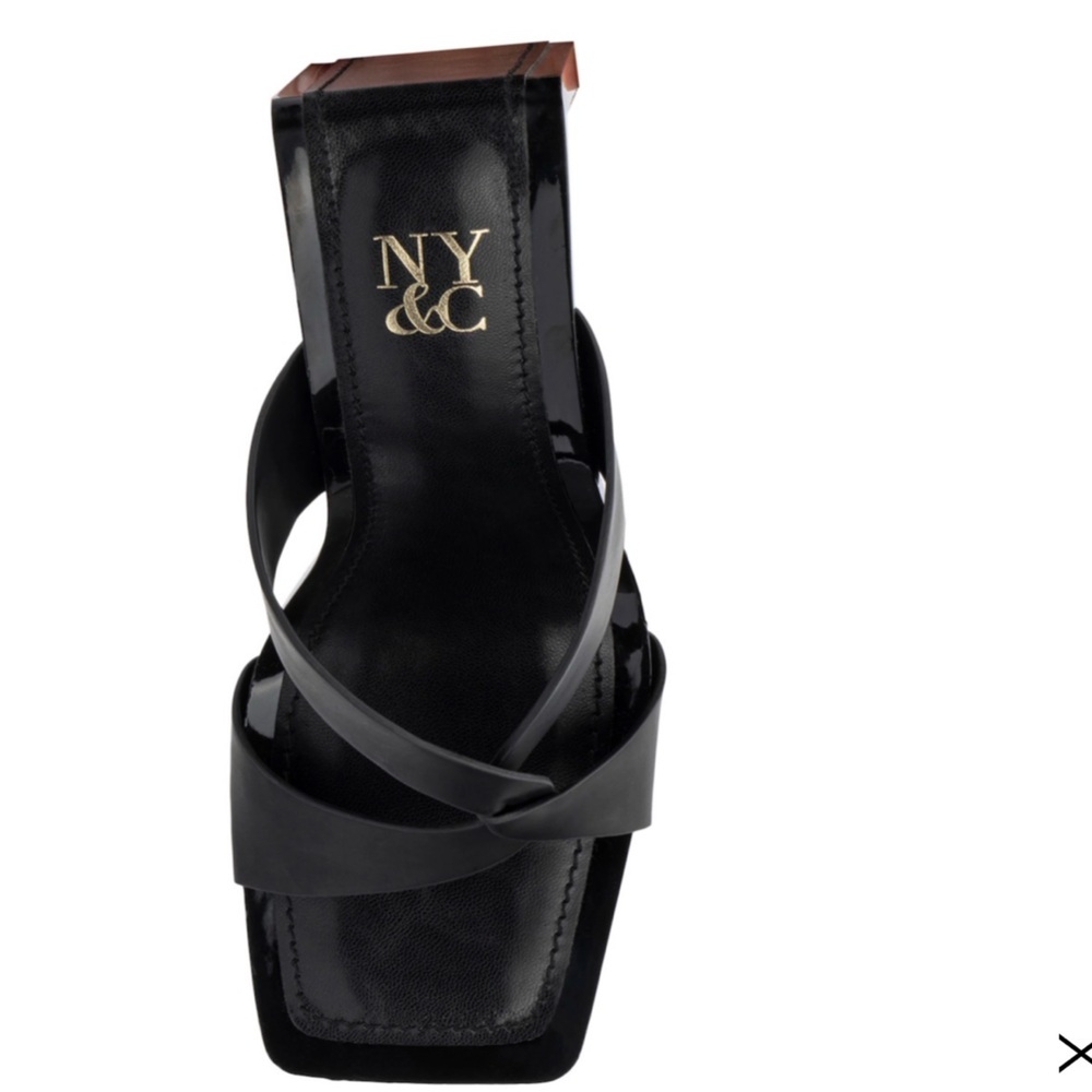 New York & Company Black Cross-Strap Heels
